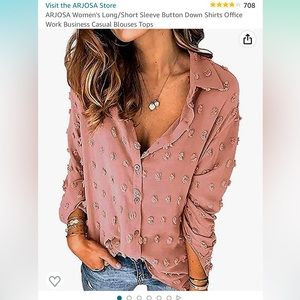 Long sleeve - button down top - Dusty Rose